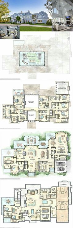 the floor plan for this modern house is very large and has multiple levels to each level