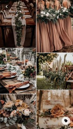 a collage of different wedding color schemes