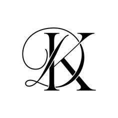 the letter k is made up of two letters, one in black and white with an elegant