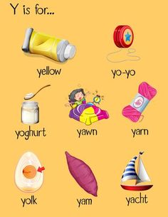 an english poster with the words y is for yogurt