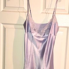 Light Lavender Silky Camisole Size L Beautiful Delicate With Lace Top And Tiny Beads. Has A Couple Of Sheer Panels In The Skirt. Never Worn, Has A Tiny Snag (See Pic) Fitted Lavender Sleeveless Camisole, Fitted Lavender Sleeveless Sleepwear, Lavender Fitted Sleeveless Sleepwear, Fitted Sleeveless Lavender Camisole, Fitted Lavender Camisole, Purple Sleeveless Camisole For Sleep, Purple Summer Camisole Sleepwear, Lavender Lace Trim Sleepwear, Purple Camisole Sleepwear