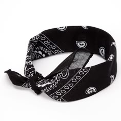 Claire's Paisley Bandana Headwrap - Black Black Head Accessories, Cowboy Bandana, Black Bandana, Paisley Bandana, Bandana Hairstyles, Head Accessories, Bold Black, Fashion Accessories Jewelry, Hair Accessories Headbands