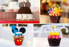 four different cupcakes decorated to look like mickey mouse