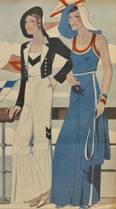 Jazz Era Fashion, 30s Fashion 1930s, Beach Pyjamas, Riviera Fashion, 40s Mode, Vintage Beachwear, Beach Pajamas, Vintage Fashion 1930s, 1930's Fashion