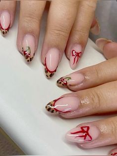 Red Nails And Cheetah Print, Cheetah Print Red Nails, Leopard Print Christmas Nails, Burgundy And Leopard Nails, Burgundy Leopard Nails, Cheetah Print Christmas Nails, Fall Nails Cheetah Print, Leopard And Red Nails, Red Animal Print Nails