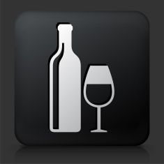 a black square button with a wine glass and bottle on the left side, and a white line in the middle