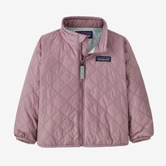 Lightweight and superwarm, the Baby Nano Puff® Jacket is windproof and water-resistant and handles fickle climes by combining a 1.6-oz 30-denier 100% recycled polyester mini-ripstop shell and a 100% polyester plain-weave lining, both with a DWR (durable water repellent) finish. In between there’s ultralight, compressible 60-g PrimaLoft® Gold Insulation Eco that has a high warmth-to-weight ratio for steady, all-day toastiness. Additional cold-weather features: full-length zipper with internal win Patagonia Baby, Unique Quilt Pattern, Patagonia Nano Puff Jacket, Baby Patagonia, Patagonia Nano Puff, Rain Suits, Patagonia Kids, Puff Jacket, Rain Pants