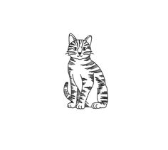 a black and white drawing of a cat on a white background with the caption's name