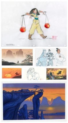 the concept art for beauty and the beast from disney's animated movie, which is being