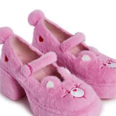 Cute Platform Mary Jane’s From Dolls Kill. Care Bear Branded And They Are Pink And Fuzzy. Brand New Never Worn. Dolls Kill Shoes, Cat Spirit, Bear Outfits, Pretty Shoes Sneakers, Platform Mary Janes, Dolls Kill, Care Bear, Care Bears, Pink Girly Things