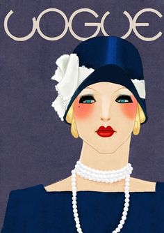 a woman in a blue dress and hat with pearls on her head is wearing a pearl necklace