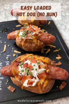 Easy Loaded Hot Dog Recipe (No Bun) Loaded Hot Dogs, Hot Dog Recipe, Family Cookout, Recipe For 1, Gluten Free Tortillas, Loaded Baked Potato, Creamed Potatoes