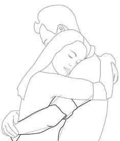 a drawing of a person hugging each other