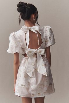 Shower Dress For Bride, White Bridal Shower Dress, Bridal Shower Dresses, Chinese Fancy Dress, Kid Dress, Dress With Puffy Sleeves, White Bridal Shower, Anthropologie Wedding, Chain Dress