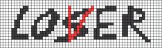 a cross stitch pattern with red and black lines on it, in the shape of a letter