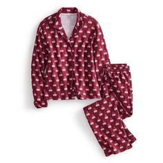 Unwind in classic comfort with our Long-Sleeved Pajama Set. Designed for those who appreciate timeless style and luxurious comfort, these pajamas offer the perfect blend of sophistication and relaxation for a restful night's sleep. Whether you're relaxing at home, getting ready for bed, or enjoying a leisurely weekend morning, our pajamas offer the perfect combination of comfort and flair. Vera Bradley Long-Sleeved Pajama Set in Duffel Mosaic Red/White XL Fleece Patterns, Linen Pajamas, Backpack Lunch Bag, Duffel Bag Backpack, Bedtime Routine, Stocking Stuffer Gifts, Toiletry Bag Travel, Print Pajamas, Pajama Set Women