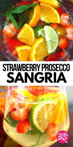 strawberry and lime sangria in a glass with strawberries