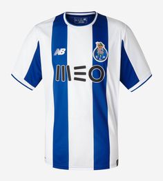 a white and blue soccer jersey with the number one on it's left chest