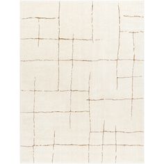 a white rug with brown lines on it