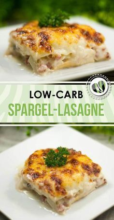 Die Spargellasagne ist eine leckere Alternative zum italienischen KlassikerDas Rezept ist mit Nudelplatten und dennoch Low Carb. Classic Lasagna Recipe, Law Carb, Easy Lasagna Recipe, Delicious Low Carb Recipes, Low Carb Pasta, Paleo Lunch, Low Carb Lunch, Paleo Dinner