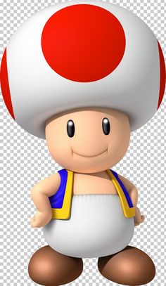 a cartoon character with a mushroom on his head