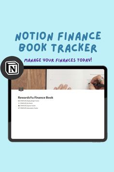 a tablet with the words, not on finance book trackerr manage your finance today