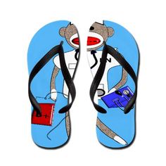 Nurse Sock Monkey Flip Flops Nurse Socks, Sock Monkey, Sock Shop, Nurse Gifts, Cafe Press, Color Combinations, Flip Flops