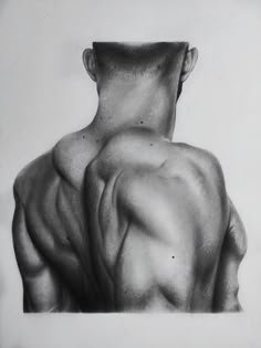 a black and white photo of a man's back