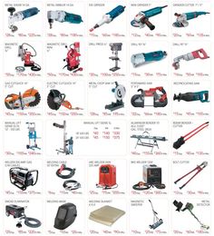 various types of tools are shown in this image, including drillers and screwdrivers