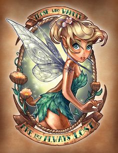 a tinkerbell fairy sitting on top of a wooden plaque with the words frossa