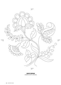 an embroidery pattern with flowers and leaves in the center, on a white background that says sweet breeze embroidery designs