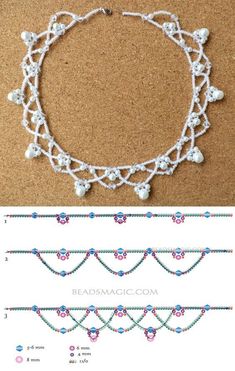 Free pattern for beaded necklace Winter Beaded Necklace Patterns, Beaded Bracelet Patterns, Handmade Wire Jewelry