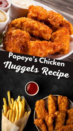 pope's chicken nuggets recipe with fries and ketchup on the side