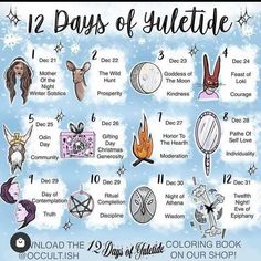 the twelve days of sultettee is shown in this graphic style, with different symbols