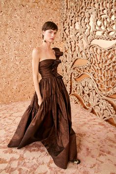 Shop the Valeria Gown in Corallium at Ulla Johnson. Complimentary US Shipping. Brown Gown, Ulla Johnson Dress, Nyc Boutiques, Floor Length Skirt, Knitted Coat, Signature Print, Handmade Dresses, Brown Dress, Shop Swimwear