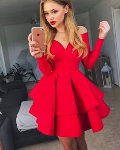 LP1067，Red Satin Homecoming Dress,Long Sleeves Short Prom Dress,Mini Sexy Graduation Dress on Storenvy Long Sleeve Homecoming Dress, Party Dresses With Sleeves, Long Sleeve Homecoming Dresses, Women's A Line Dresses, Graduation Party Dresses, Mini Homecoming Dresses, Satin Homecoming Dress, Red Homecoming Dresses, Homecoming Dresses Long