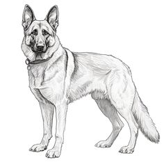 a drawing of a german shepherd dog