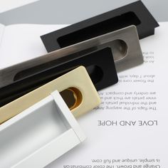 three different types of door handles on top of a piece of paper