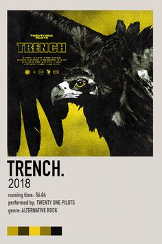 a poster with an image of a large bird on it's back and the words trench