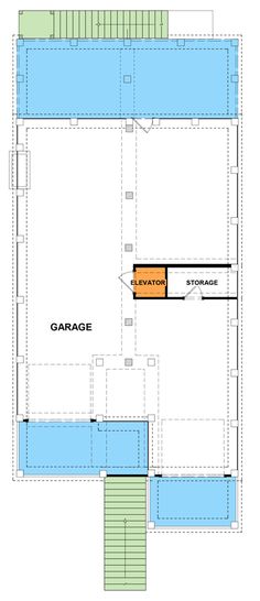 the floor plan for an indoor swimming pool, with two separate areas and one area that is