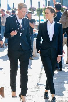 Cate Blanchett and Emily Blunt, suited Tomboy Stil, Style Parisienne, Tomboy Chic, Cate Blanchett, Business Outfit, Tomboy Fashion, Business Attire