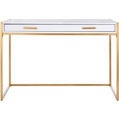 a white and gold desk with two drawers