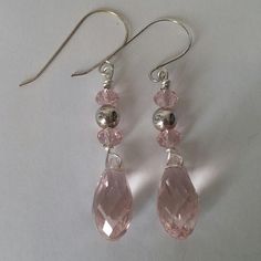 Pink Crystal And Silver Tone Drop Earrings Small Pink Earrings, Marcasite Earrings, Statement Hoop Earrings, Valentines Earrings, Turquoise Earrings Dangle, Faux Pearl Earrings, Crystal Stud Earrings, Beaded Dangle Earrings, Rhinestone Bead