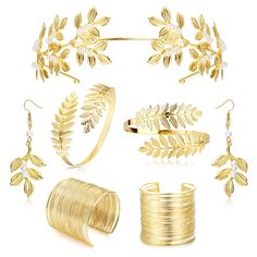 PRICES MAY VARY. ♥Package Includes:The Greek Goddess Accessories include 1 leaf headband, 1 pair of leaf pearl earrings, 1 pair of coil bracelet, 1 pair of coil arm rings, a combination of jewels.The styles are abundant and the quantity is sufficient to meet your daily use and role playing needs. ♥High Quality Material:The greek goddess costume sets for women are made of premium alloy and pearl materials, nickel and lead free, durable and comfortable. Hair band set has good plasticity, exquisite Goddess Costume Accessories, Laurel Leaf Crown, Gold Leaf Crown, Bridesmaid Headpiece, Ancient Greek Jewelry, Leaf Headpiece, Goddess Crown, Greek Goddess Costume, Leaf Crown