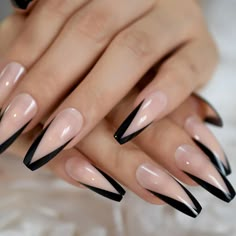 Black And Nude Nails, Instant Nails, Pink Gel, Fake Nails With Glue, Ballerina Nails