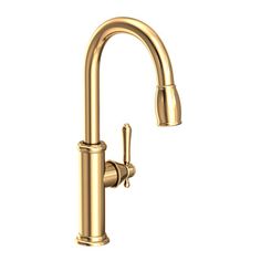 a gold faucet on a white background with clipping for text or image