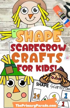 scarecrow shape crafts Fall Shape Craft, Autumn Kindergarten Crafts, Scarecrow Lesson Plans For Preschool, Scarecrow Activities For Toddlers, Scarecrow Preschool Activities, Preschool Scarecrow Craft, Scare Crow Craft, Scarecrow Crafts For Toddlers