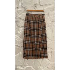 In Excellent Condition Don't Think This Has Ever Been Worn Burberry Style Burberry Style, Wrap Skirt, Tartan, Black And Brown, Size 16, Burberry, Womens Skirt, Plaid, Pure Products