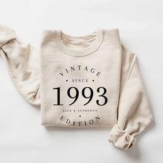 Custom birthday sweatshirt, 1993 shirt, 1993 Sweater, 30th birthday shirt, 1993 shirt, 30th birthday gift, 30th birthday gift for women How to Order 1* View all color and size charts before you place your order. 2* Select your shirt "SIZE" and "COLOR". 3* Click add to cart.  If you are ordering more than 1 item, you need to repeat this process for each item you wish to order. Product Information Gildan Hoodie- Sweatshirt 8 oz.(US) 13.3 oz.(CA), 50/50 preshrunk cotton/polyester Heather Sport colo 30th Birthday Personalized Gifts, 30 Birthday Shirt, Trending Sweatshirt Designs, Birthday Sweatshirt Ideas, 30 Birthday Gifts For Her, 30th Birthday Ideas For Women Gifts, 30th Birthday Gift Ideas For Women, 30th Gifts, 30th Birthday Gifts For Women