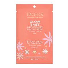 PRICES MAY VARY. GLOW BABY BRIGHTENING FACE MASK is a hydrating & brightening serum-soaked sheet mask that hugs the face to help fight dullness and dark spots with vitamin C, aloe, and kelp. SKIN LOVING INGREDIENTS this mask contains Vitamin C for brightening benefits, aloe which helps to soothe​, and Kelp a super-food for the skin adding hydration BIODEGRADABLE SINGLE USE SHEET MASK MADE FROM NATURAL FIBERS Get glowing with Vitamin C and our natural fiber sheet mask fueled with antioxidants. Yo Pacifica Beauty, Albizia Julibrissin, Brightening Face Mask, Baby Vitamins, Brightening Mask, Face Sheet Mask, Vitamins For Skin, Best Masks, Love Your Skin